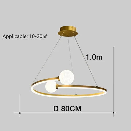 lustre led anneau créatif nordique éclairage suspension moderne - vue 9 sur 9