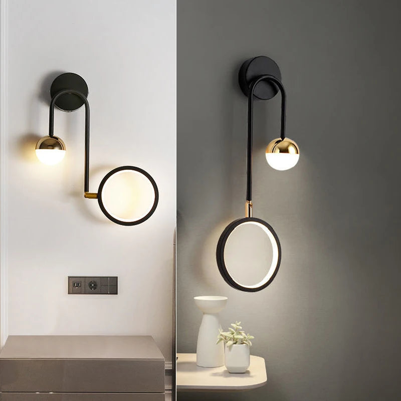 Nordique Led intérieur applique têtes de lit boule ronde fond applique murale allée salon chevet chambre décoration applique murale - vue 1 sur 8