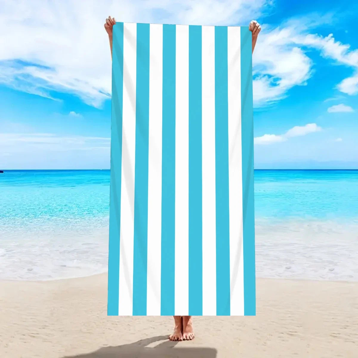 Serviette de plage rayures minimalistes séchage rapide absorbante
