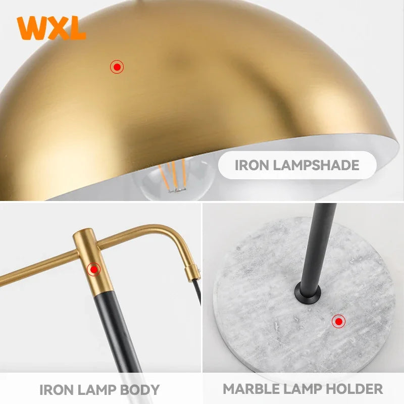 Modern marble LED floor lamp Creative living room, bedroom, study, hotel floor lamp Warm light bedside decorative lamp - vue 4 sur 7