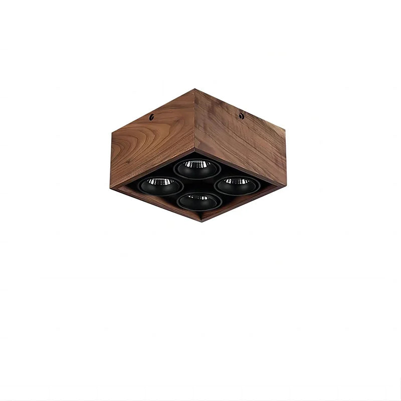 Walnut Wood Square Box, Simple Modern Wabi-sabi style, Spotlights and downlights for Bedroom, Bedside, Living, Dining Room - vue 6 sur 20