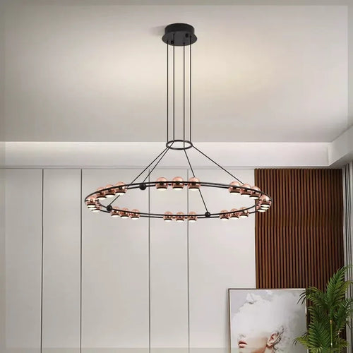 lustre LED circulaire moderne design nordique pour intérieur élégant - vue 2 sur 15