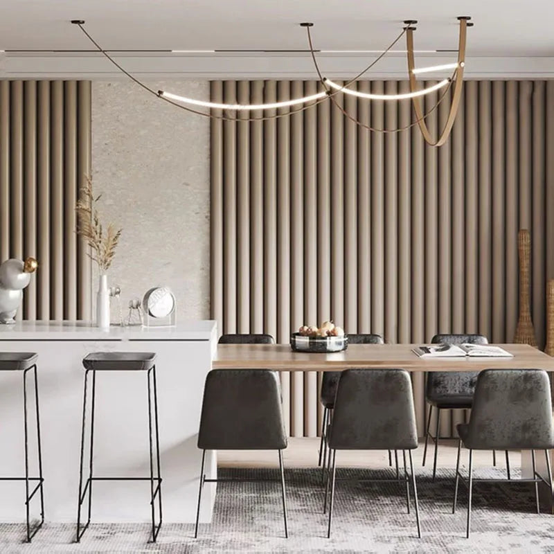 lustre led en silicone et cuir artificiel pour hôtel - vue 3 sur 11