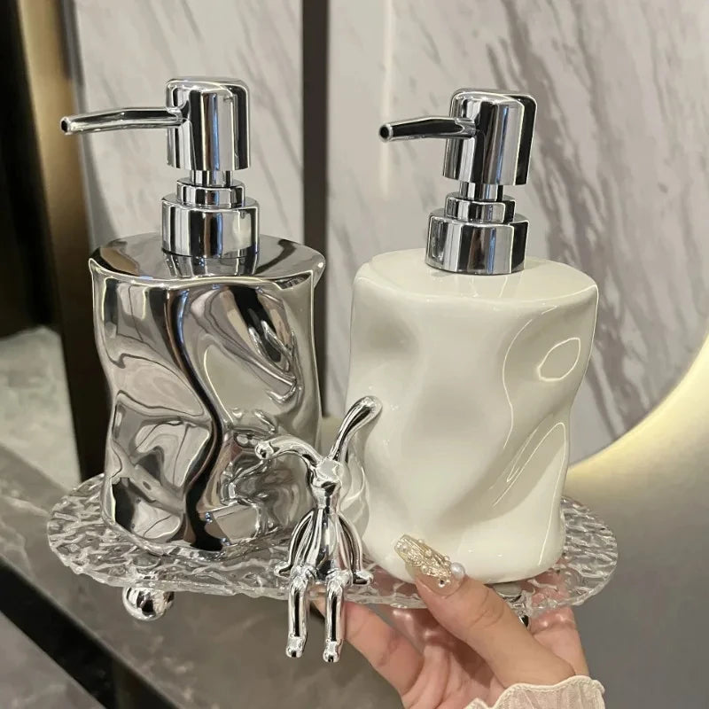bouteille de lotion céramique distributeur pour gel douche et savon - vue 2 sur 6