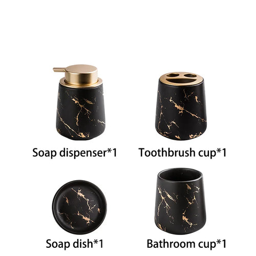 distributeur de savon en céramique et accessoires de bain complets - vue 18 sur 18