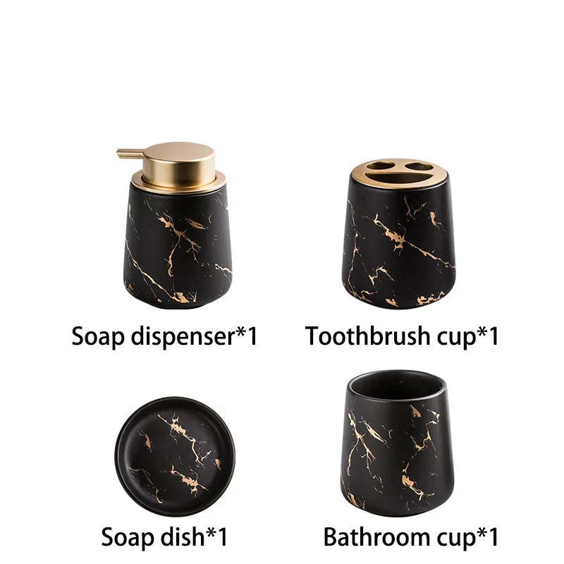 distributeur de savon en céramique et accessoires de bain complets - vue 17 sur 18
