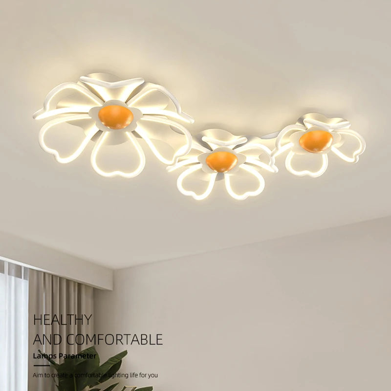 plafonnier floral à led pour chambre et salon - vue 1 sur 10