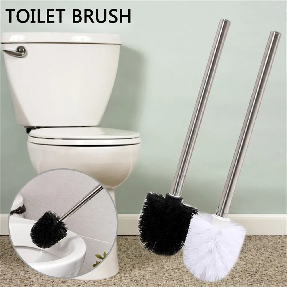 brosse de toilette en plastique avec manche inox et poils souples - vue 4 sur 8
