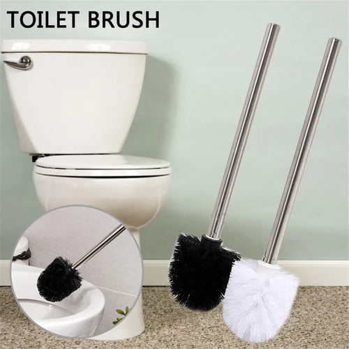 brosse de toilette en plastique avec manche inox et poils souples - vue 4 sur 8
