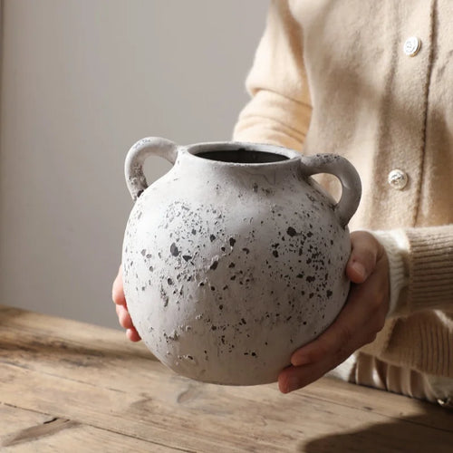vase en céramique rétro pour fleurs séchées décoration maison artisanale - vue 2 sur 7