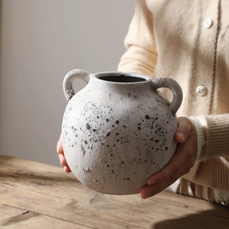 vase en céramique rétro pour fleurs séchées décoration maison artisanale - vue 2 sur 7