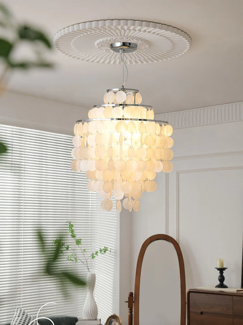 lustre en coquillage romantique avec carillon éolien style nordique décoratif - vue 2 sur 11