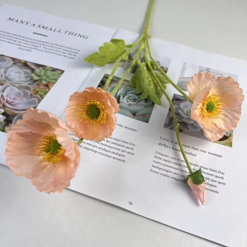 fleurs de pavot artificielles en soie pour décoration et événements - vue 18 sur 21