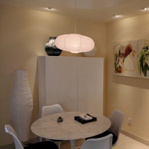 lustre sphérique en papier japonais forme de lune éclairage intérieur - vue 11 sur 11