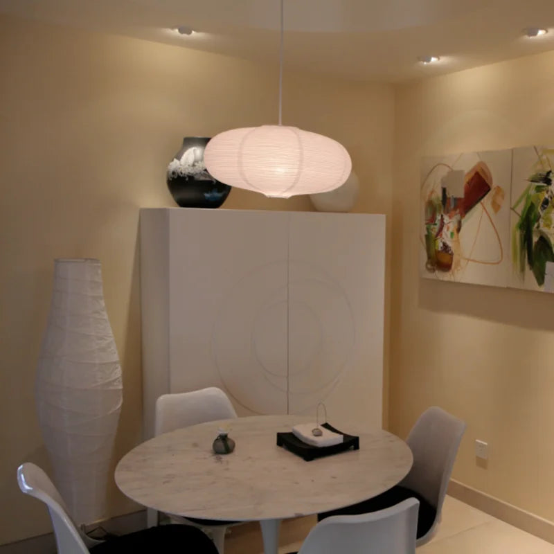 lustre sphérique en papier japonais forme de lune éclairage intérieur - vue 10 sur 11