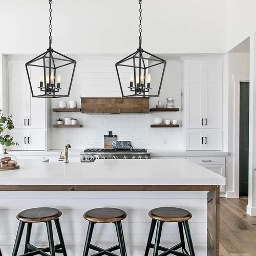 Lustre de Restaurant de ferme américaine minimaliste rétro créatif cuisine couloir couloir chambre à coucher lumière noire - vue 4 sur 7