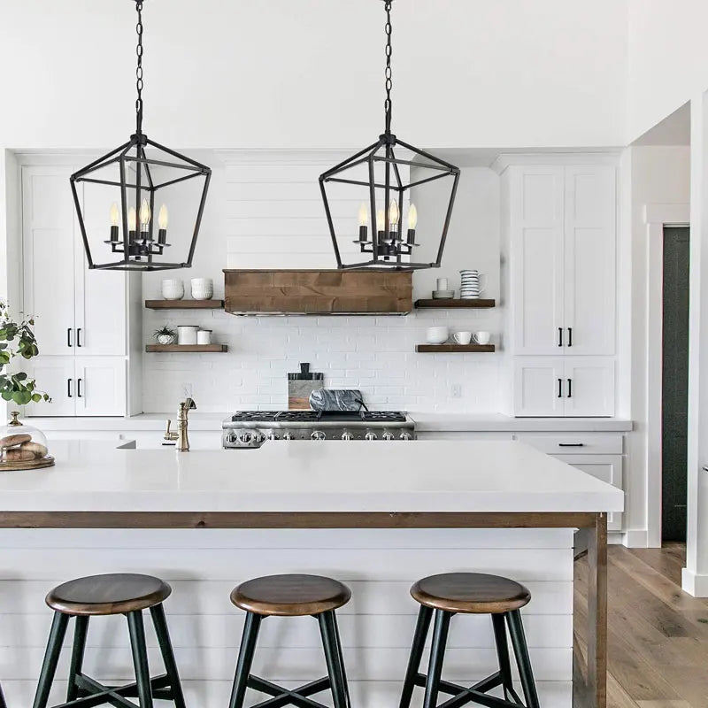 Lustre de Restaurant de ferme américaine minimaliste rétro créatif cuisine couloir couloir chambre à coucher lumière noire - vue 4 sur 7