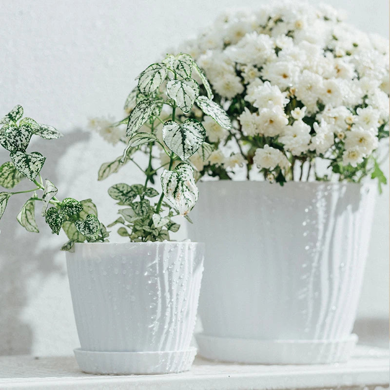 pot de fleurs haut simple à ondulations en plastique multicolore - vue 8 sur 8