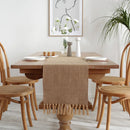 Chemin de table lin brodé style rustique beige 8 mots