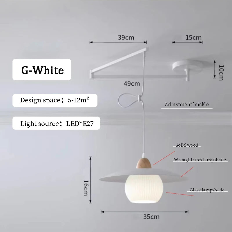 Lustres à bascule de Table à manger modernes LED peuvent être déplacés lampes à long poteau nordique Simple télescopique pliant lustre à bras Long - vue 20 sur 22