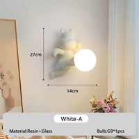 applique murale ours en résine et verre pour enfant