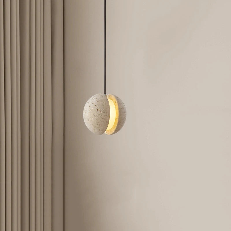 lustre en pierre de lune wabi-sabi suspension décorative chaleureuse - vue 2 sur 7