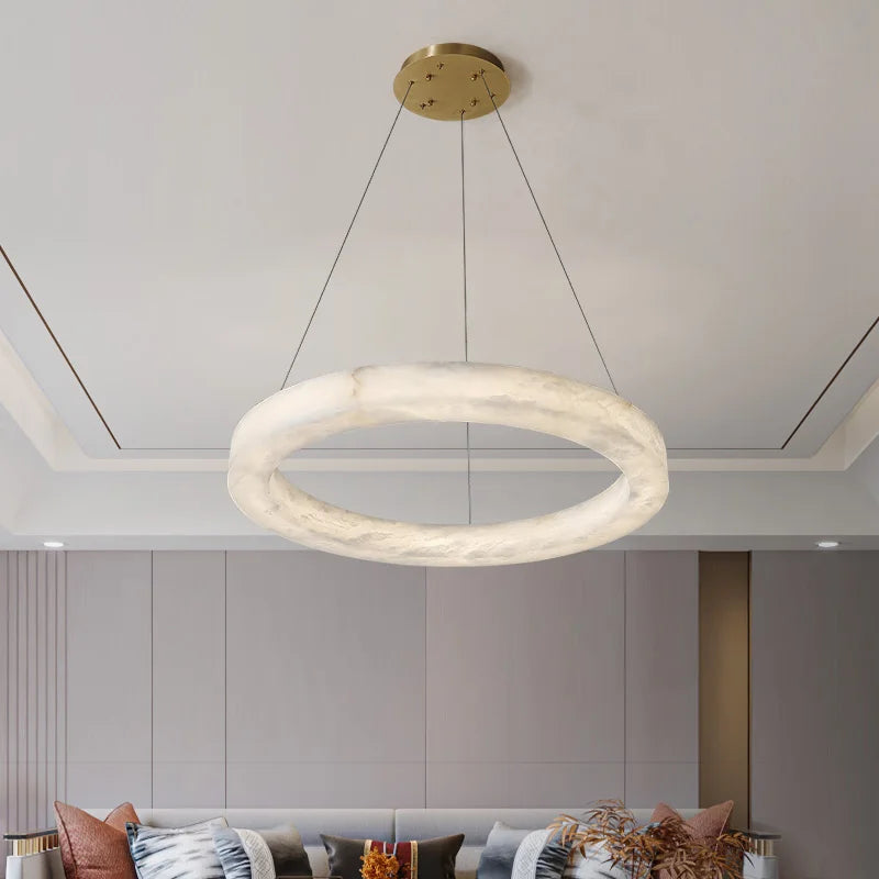 suspension en marbre naturel espagnol et cuivre moderne et luxueuse - vue 3 sur 10