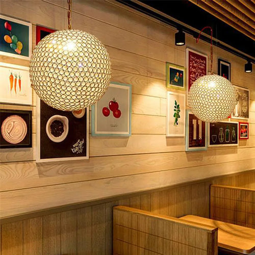 lustre moderne en cristal boule ronde avec éclairage led - vue 4 sur 7