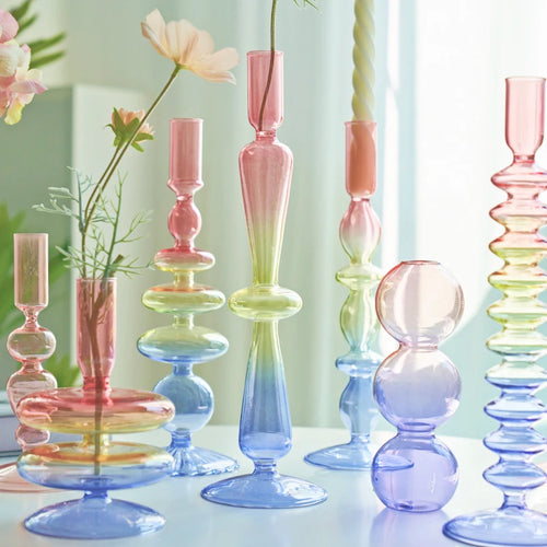 bougeoir en verre pour décorations de fête et mariage - vue 6 sur 16