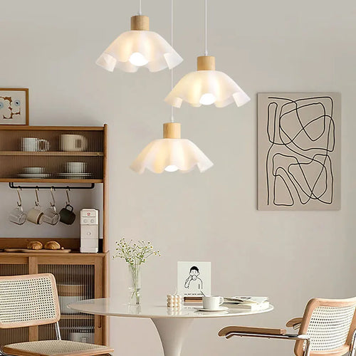 lustre suspendu en bois pour décoration moderne et ambiance chaleureuse - vue 2 sur 9
