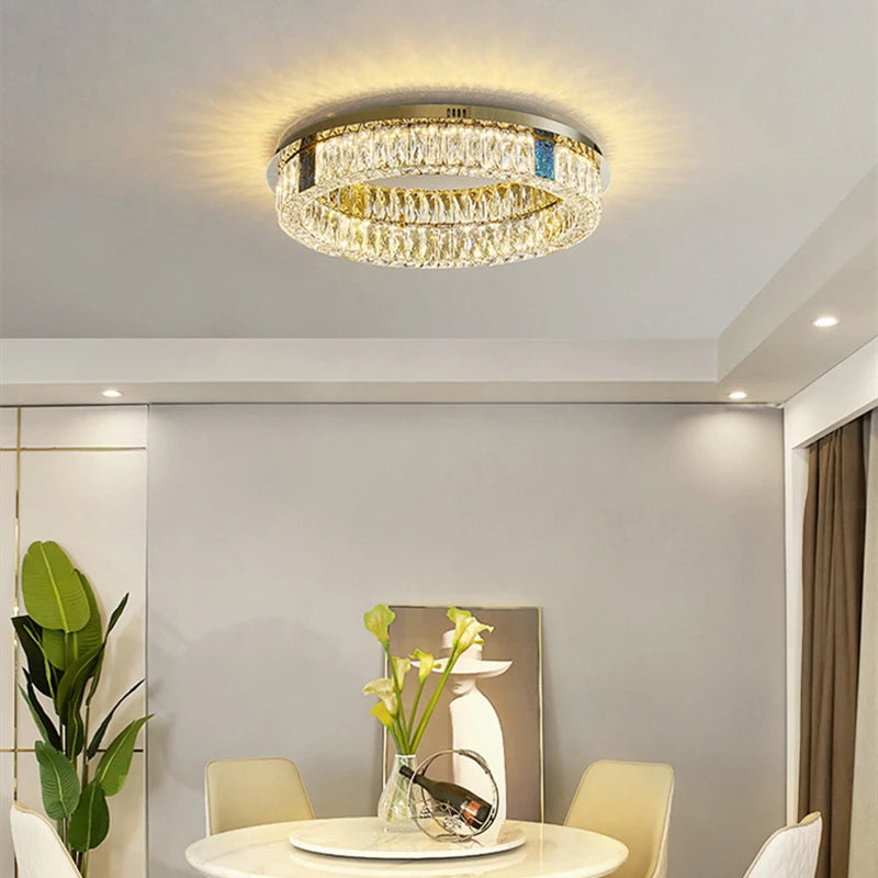 plafonnier led rond design nordique en acier inoxydable 	 modèle - vue 3 sur 12