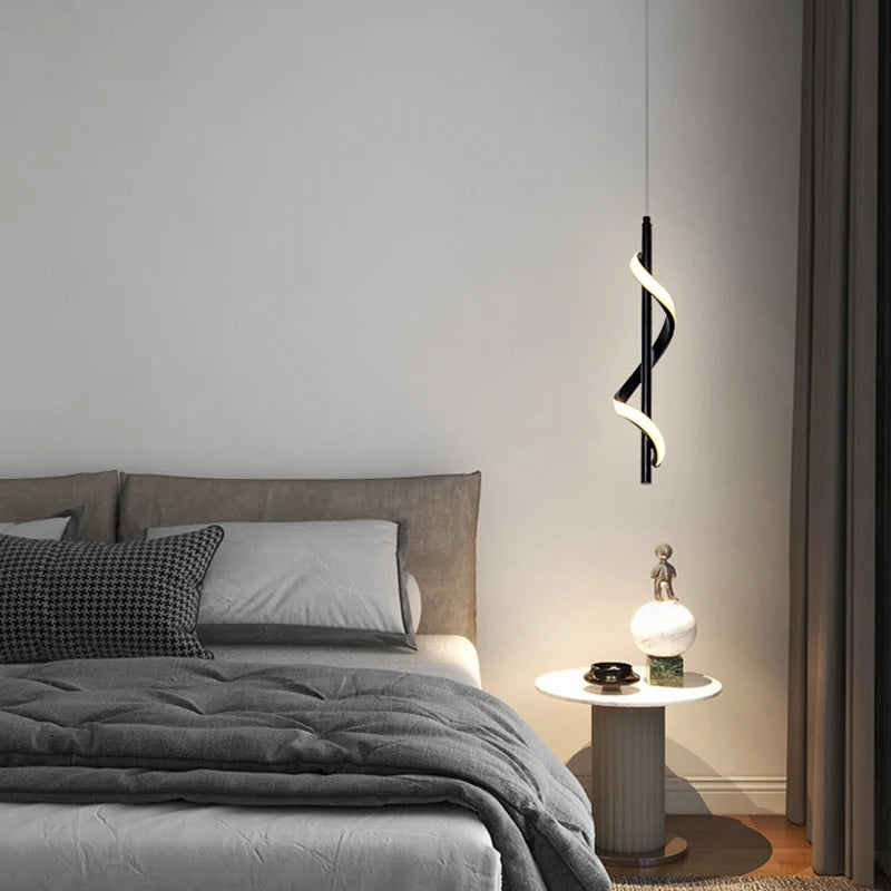 suspension led modernes avec long câble spirale - vue 4 sur 7