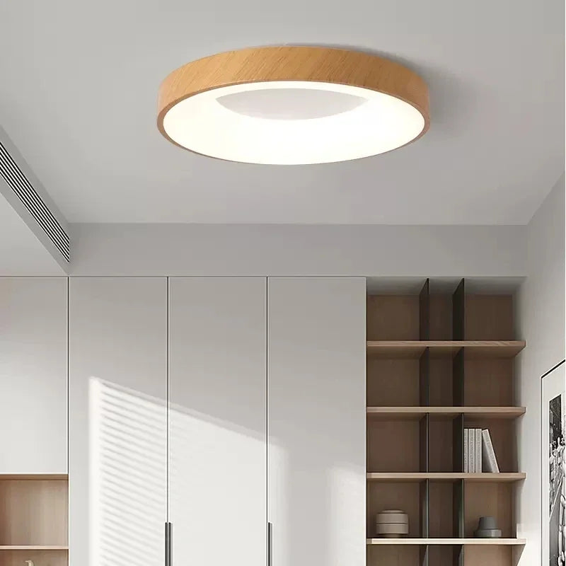 plafonnier chinois Ultra-mince rond en Grain de bois - vue 6 sur 16