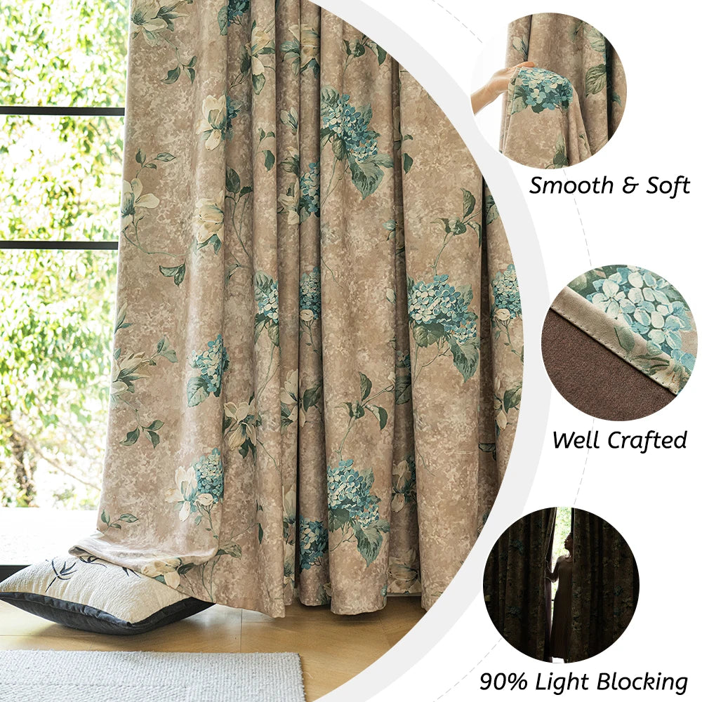 Rideau occultant motif floral style moderne chambre salon - vue 1 sur 9