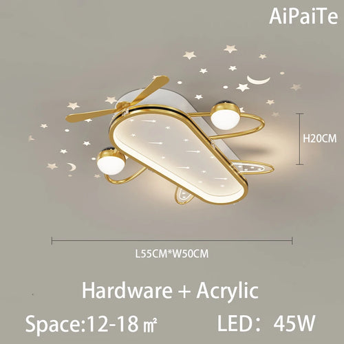Gold/Black LED Living Room Ceiling Light, RC Dimmable for Kitchen Boys Room Home Decor, Star Decorative Lights. - vue 9 sur 10