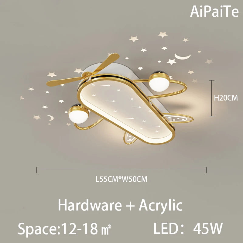 Gold/Black LED Living Room Ceiling Light, RC Dimmable for Kitchen Boys Room Home Decor, Star Decorative Lights. - vue 8 sur 10