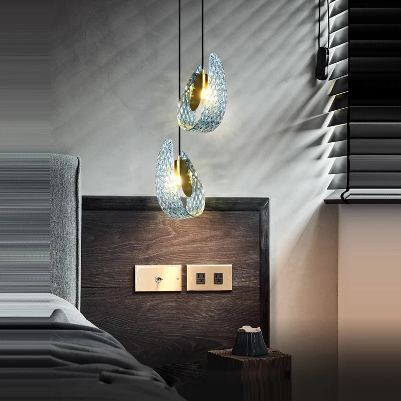 lustre led cristal suspension éclairage luminaire lampara - vue 3 sur 21