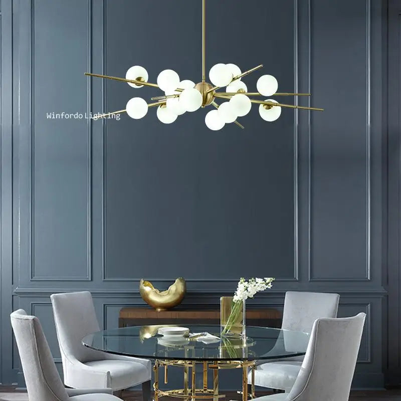 lampe moderne simple en cuivre décoration moléculaire nordique - vue 5 sur 10