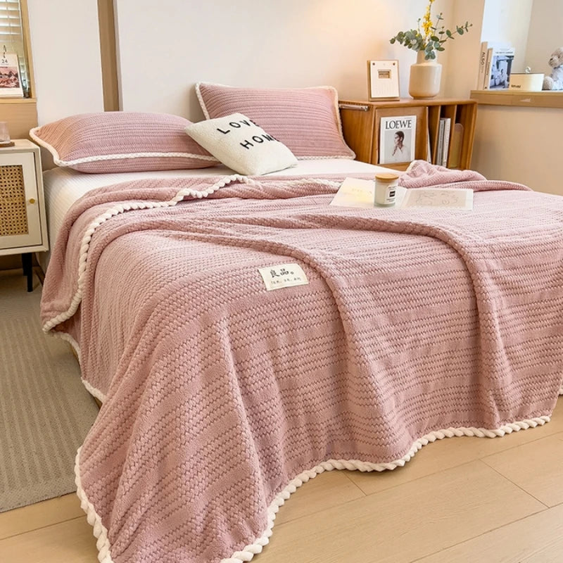 plaid polaire doux couvre lit salon chambre uni - vue 4 sur 7