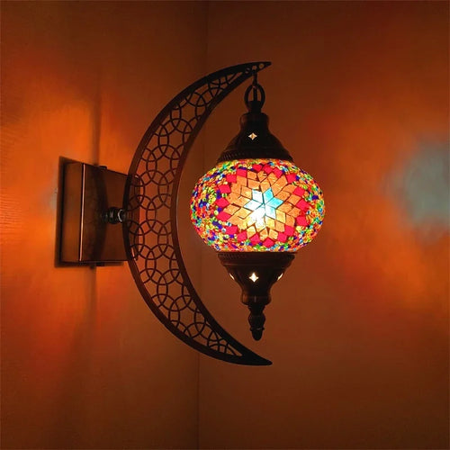 applique murale rétro bohème en forme de lune décorative artisanale - vue 3 sur 14