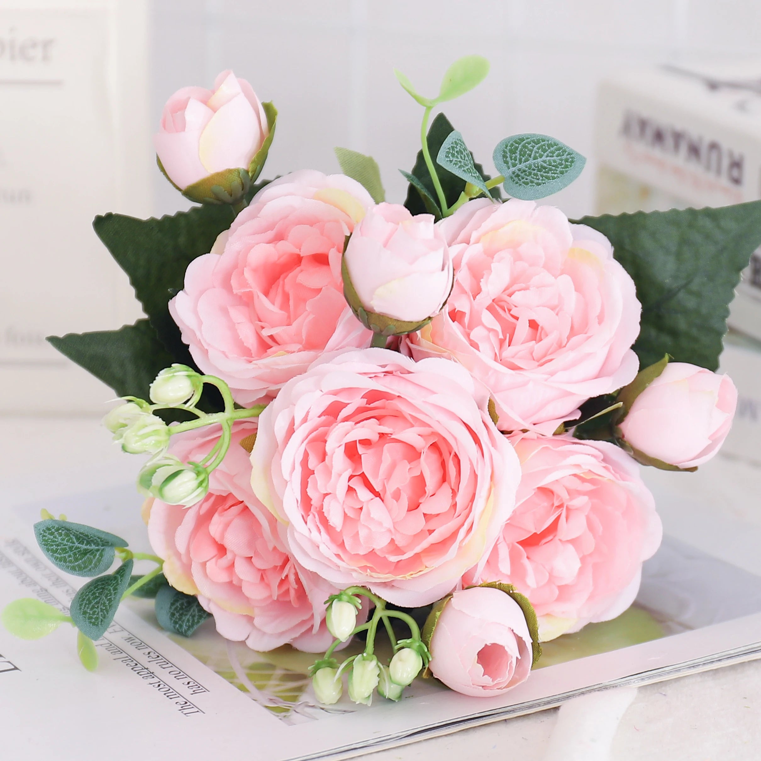 fleurs artificielles soie pivoine hortensia décoration mariage bouquet - vue 10 sur 40