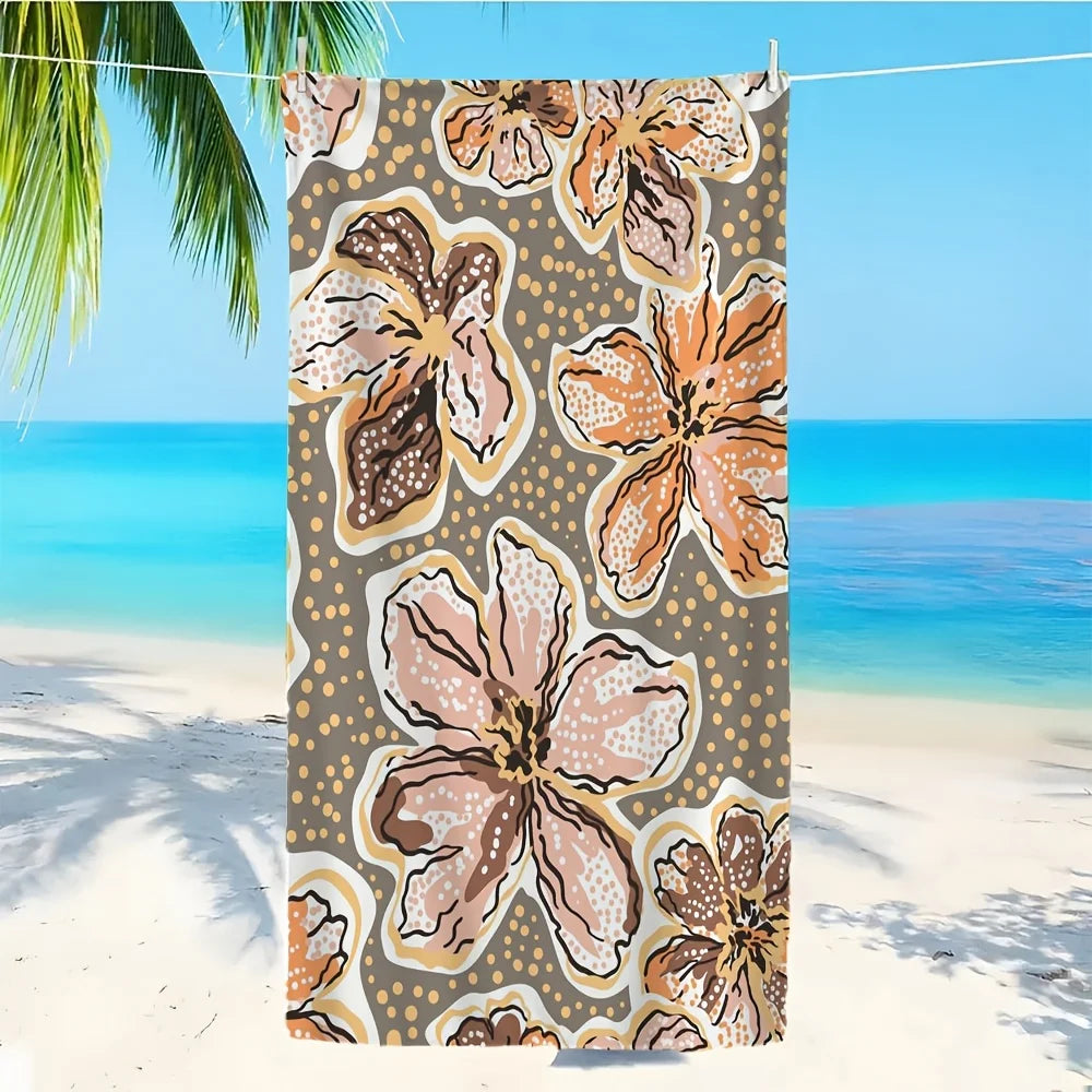 Serviette de plage vintage florale microfibre sechage rapide - vue 3 sur 6