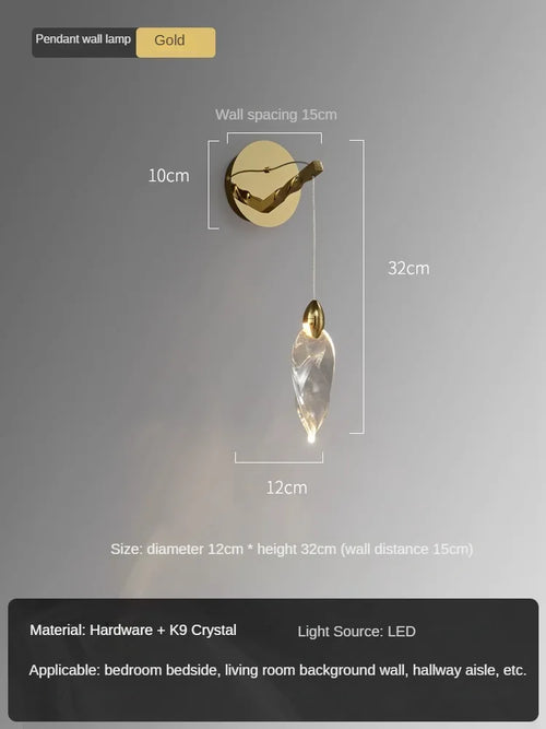 applique murale goutte d'eau design moderne en cristal - vue 9 sur 8