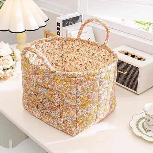 panier de rangement en tissu lavable style pastoral empilable multiusage - vue 3 sur 16
