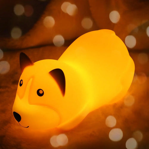LED mignon Corgi veilleuses capteur tactile animaux lampe de nuit Silicone chien pour enfants enfant cadeau chambre chevet décor bébé lumière - vue 7 sur 7