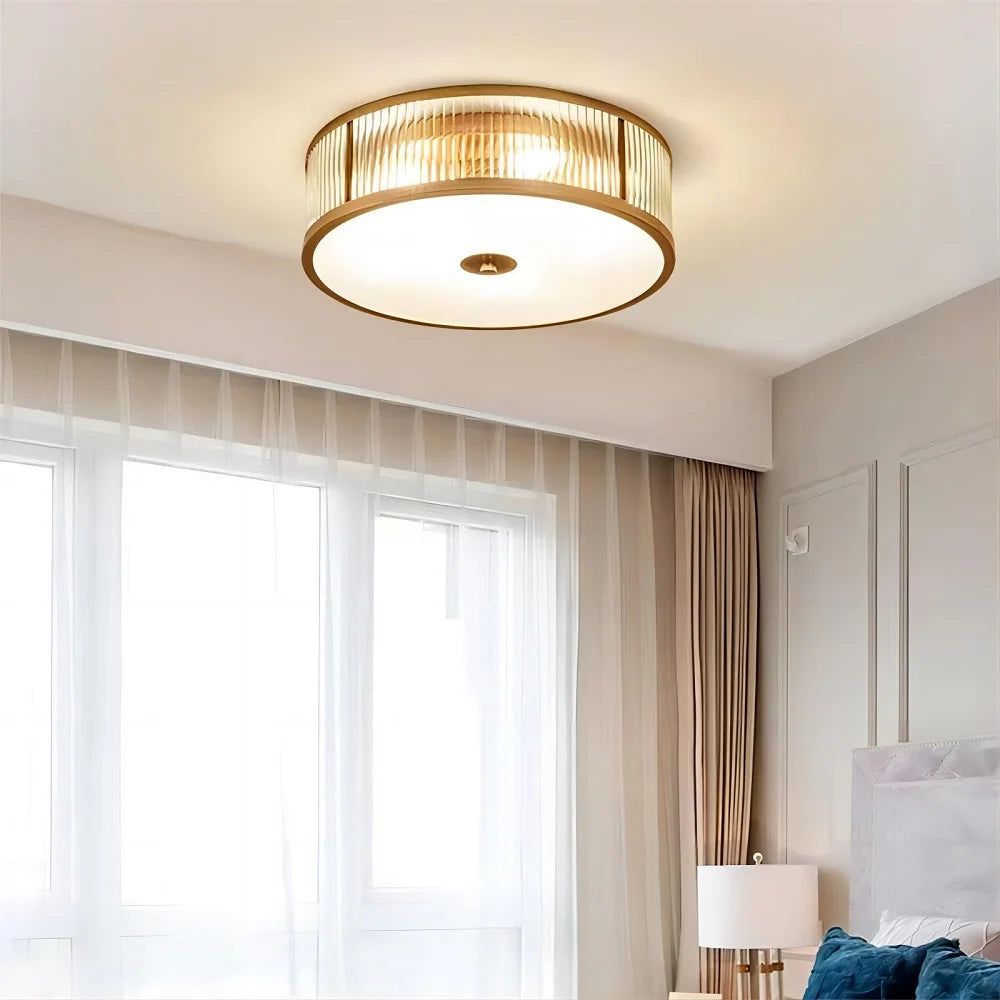 plafonnier led cuivre cristal décoratif intérieur - vue 2 sur 8