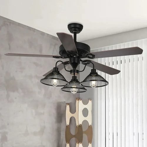 ventilateur industriel avec lumière et télécommande rétro 3 lumières - vue 3 sur 6
