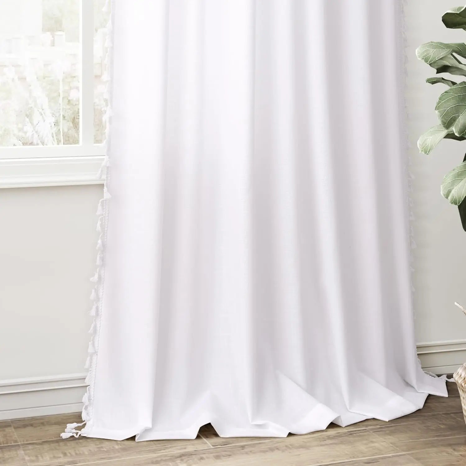 Voilage effet lin extra long sur mesure moderne - vue 4 sur 6