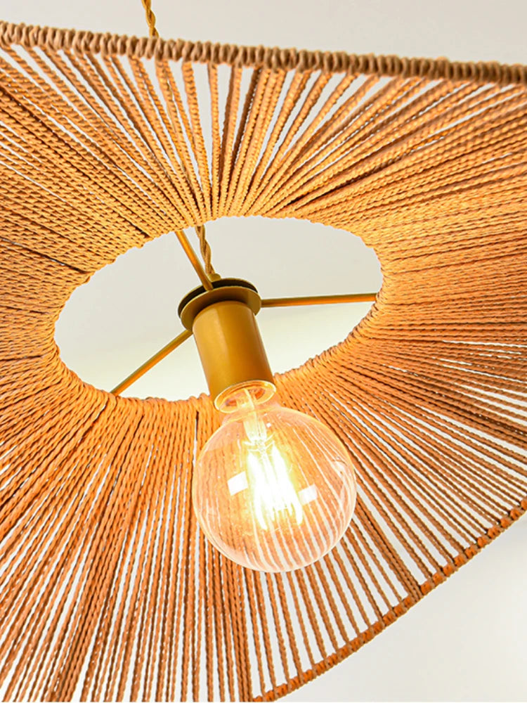 lustre nordique en paille pour décoration moderne et élégante - vue 5 sur 9