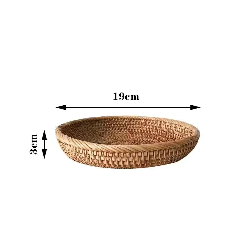 panier rond en rotin tressé pour fruits et collations - vue 13 sur 13